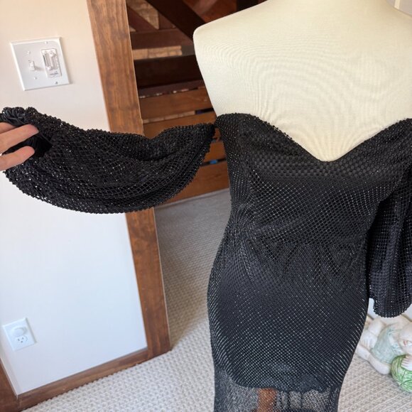 House of Harlow 1960 Sulima Gown – Black Embellished Mesh - Picture 7 of 8